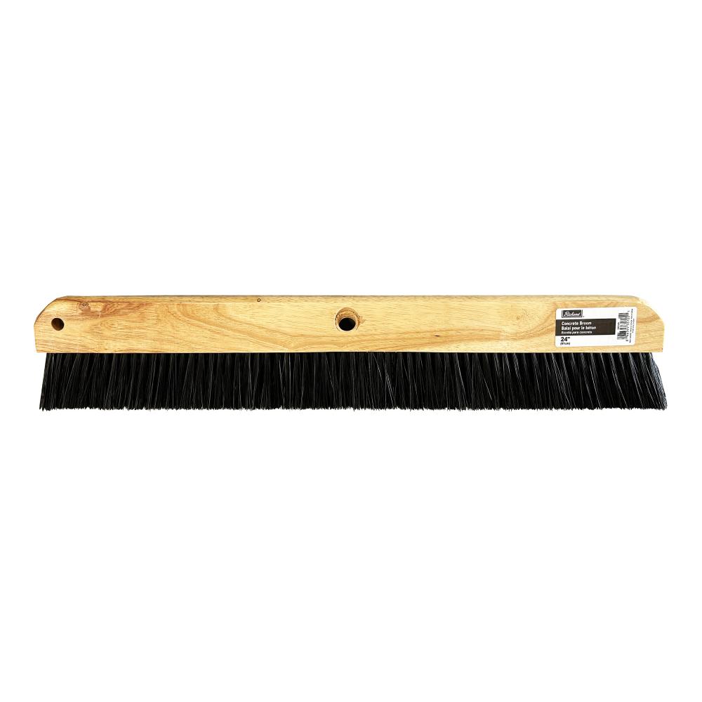 24in concrete broom with polypropylene filaments.  Wood handle with ACME thread