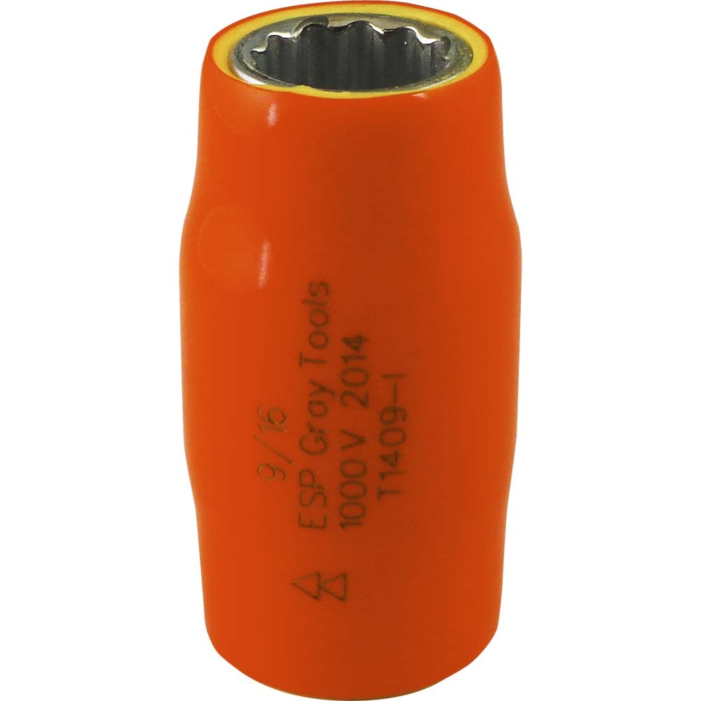 Socket 9/16&#34; X 1/2&#34; Drive, 12 Point Standard Length Socket, 1000V Insulated