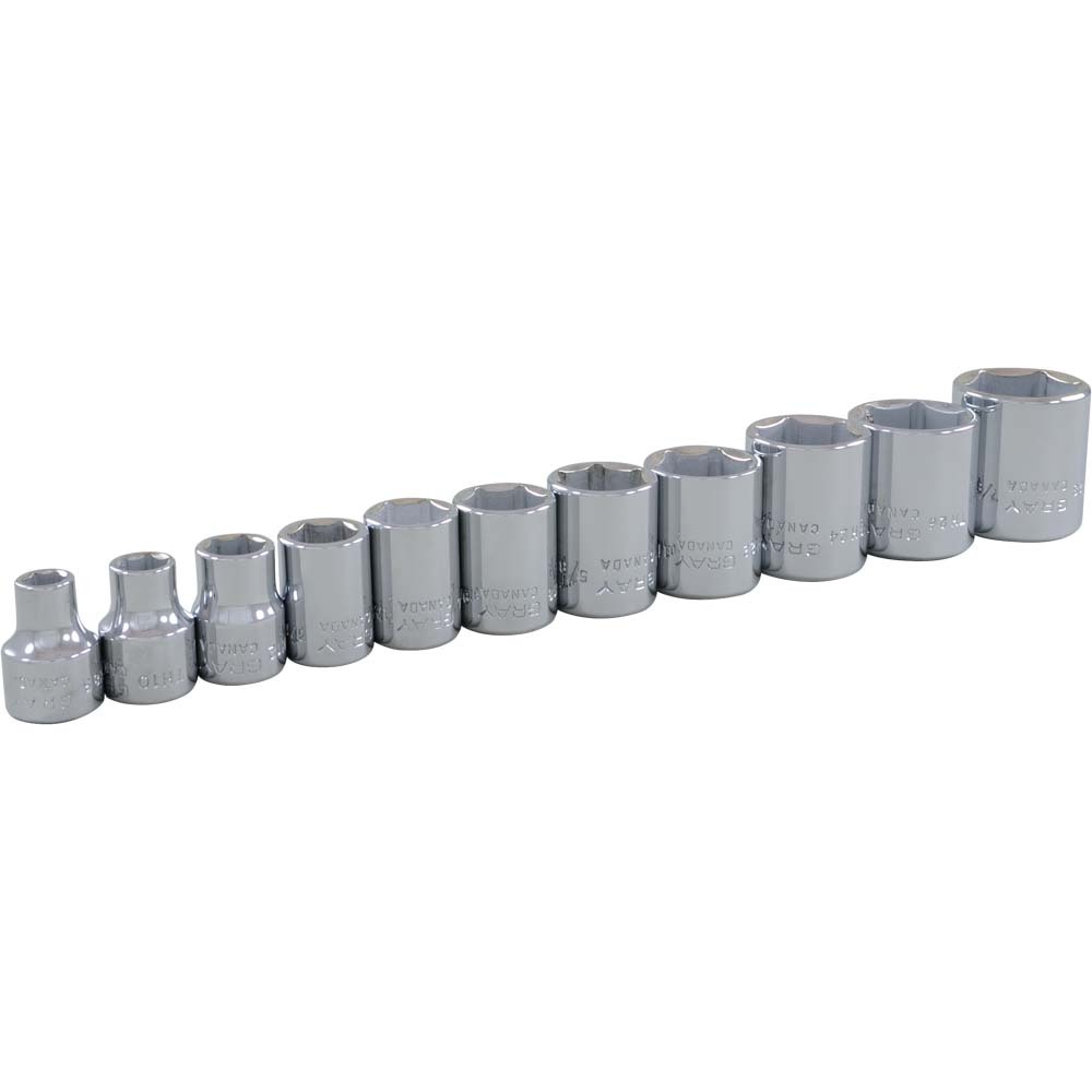 11 Piece 3/8&#34; Drive 6 Point SAE, Standard Chrome Socket Set, 1/4&#34; - 7/8&#34;