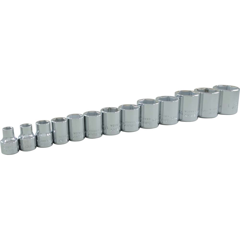 13 Piece 3/8&#34; Drive 6 Point SAE, Standard Chrome Socket Set, 1/4&#34; - 1&#34;