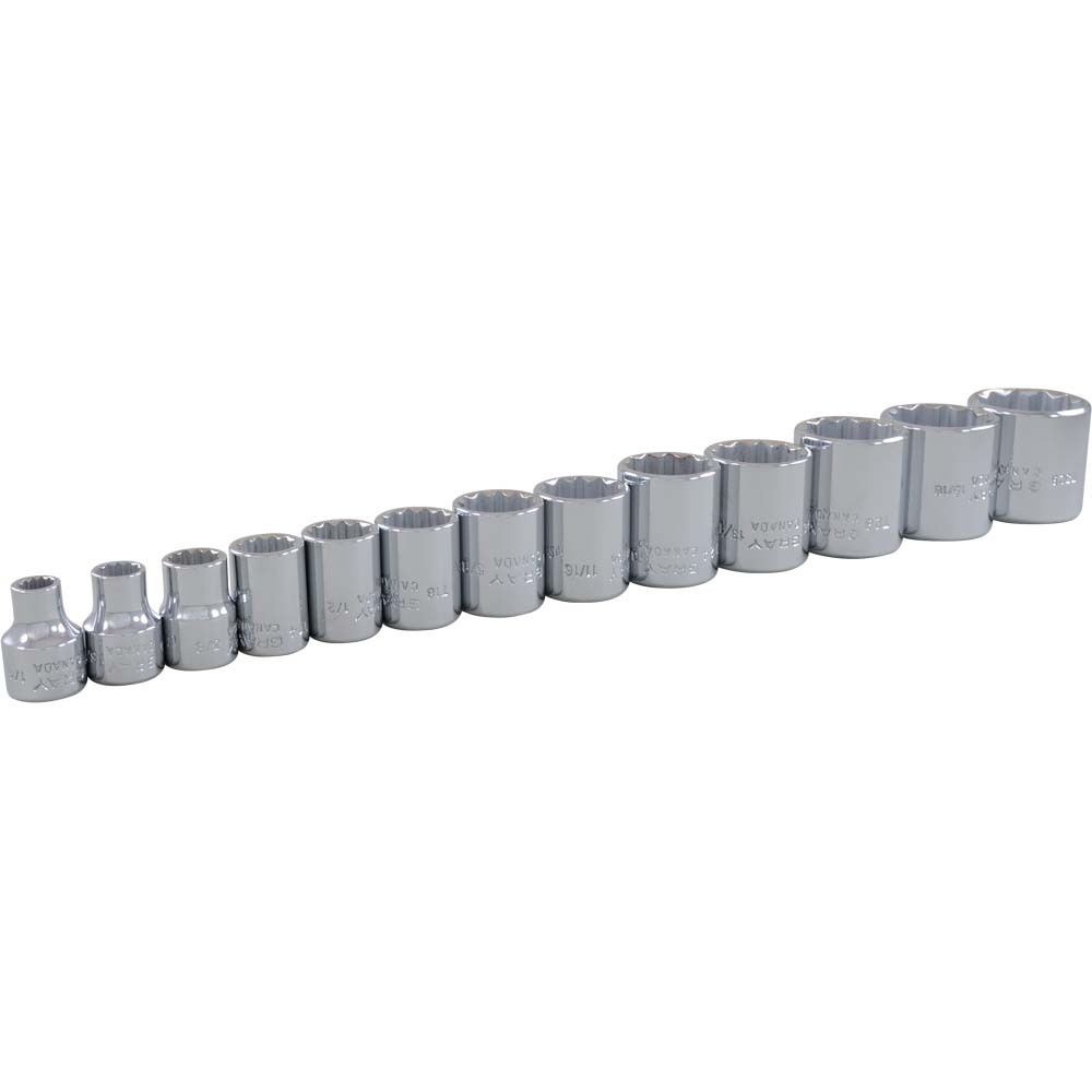 13 Piece 3/8&#34; Drive 12 Point SAE, Standard Chrome Socket Set, 1/4&#34; - 1&#34;
