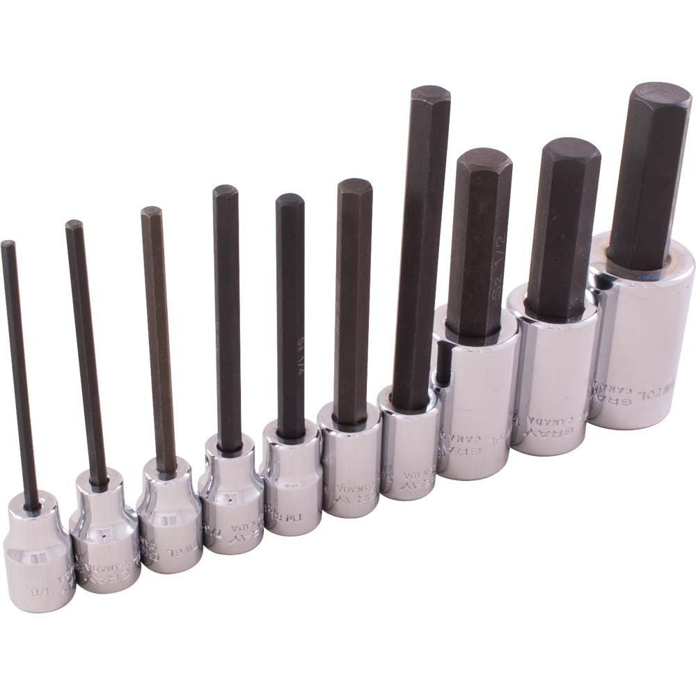 10 Piece 3/8&#34; & 1/2&#34; Drive SAE, Standard & Extra Long Hex Head Socket Set