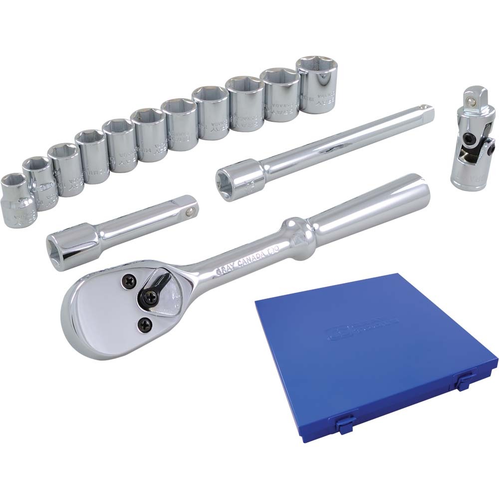 15 Piece 3/8&#34; Drive 6 Point Metric, Standard Chrome Socket & Attachment Set