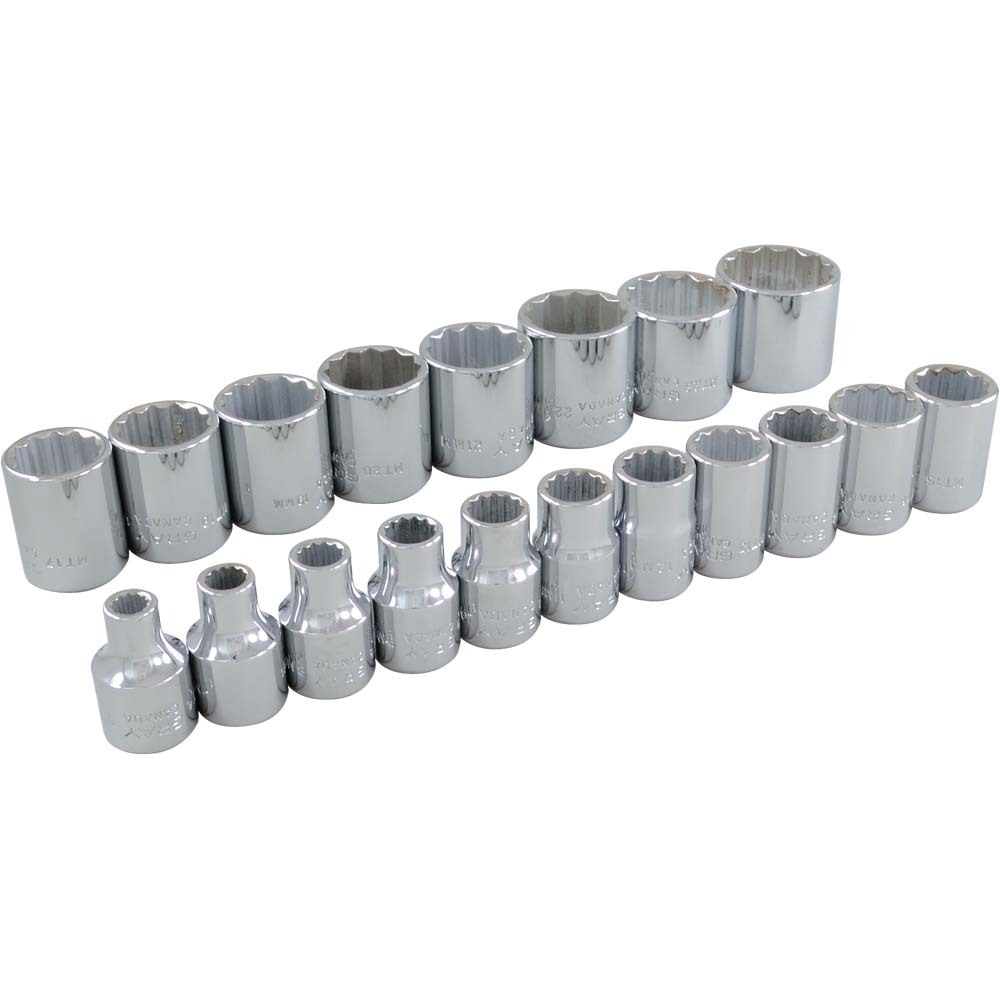19 Piece 3/8&#34; Drive 12 Point Metric, Standard Chrome Socket Set, 6mm - 26mm