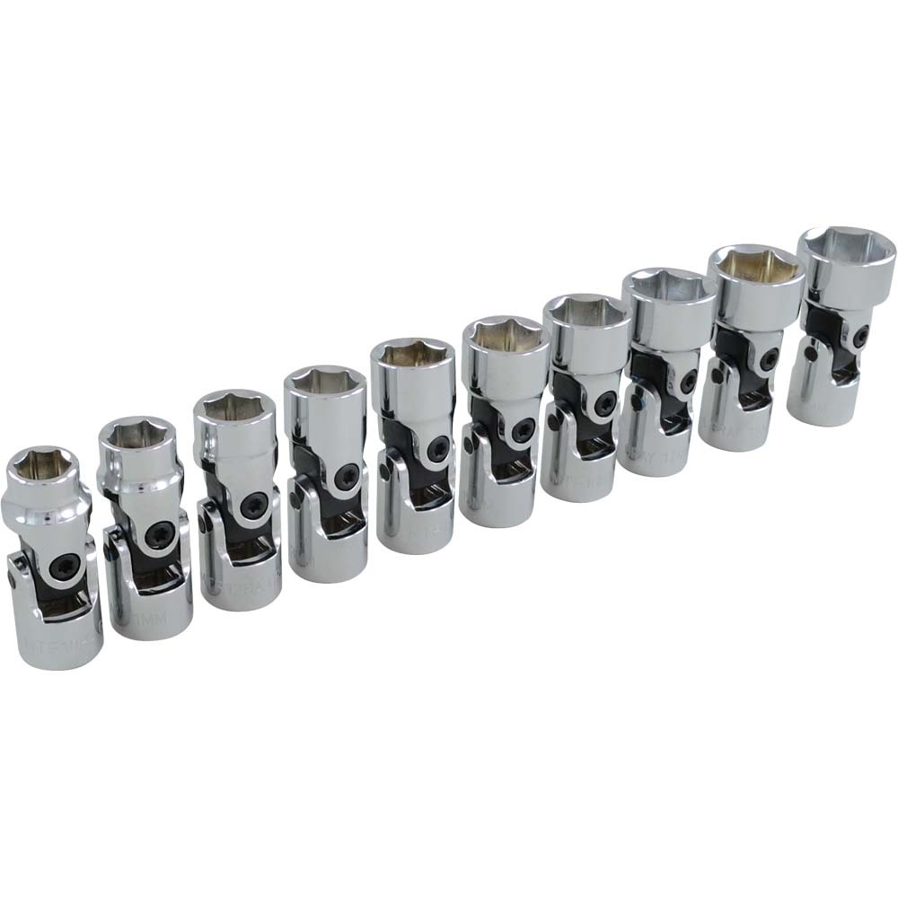 10 Piece 3/8&#34; Drive 6 Point Metric, Standard Universal Joint Socket Set, 10mm - 19mm