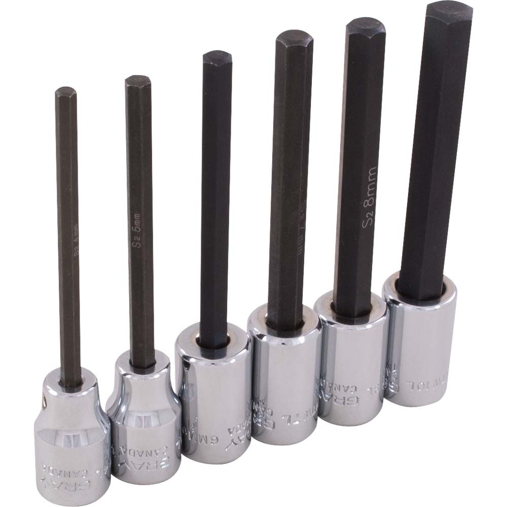 6 Piece 3/8&#34; Drive Metric, Extra Long Hex Head Socket Set, 4mm - 10mm