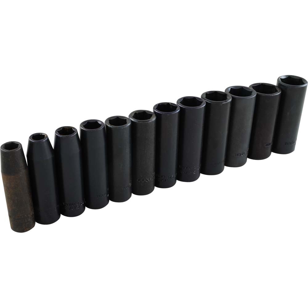 12 Piece 3/8&#34; Drive 6 Point Metric, Deep Impact Socket Set, 8mm - 19mm
