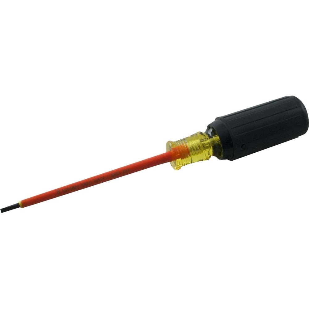 Electrician&#39;s Slotted Screwdriver, 4-1/4&#34; Blade Length, .016 X 1/8&#34; Tip, 1000V Insulated