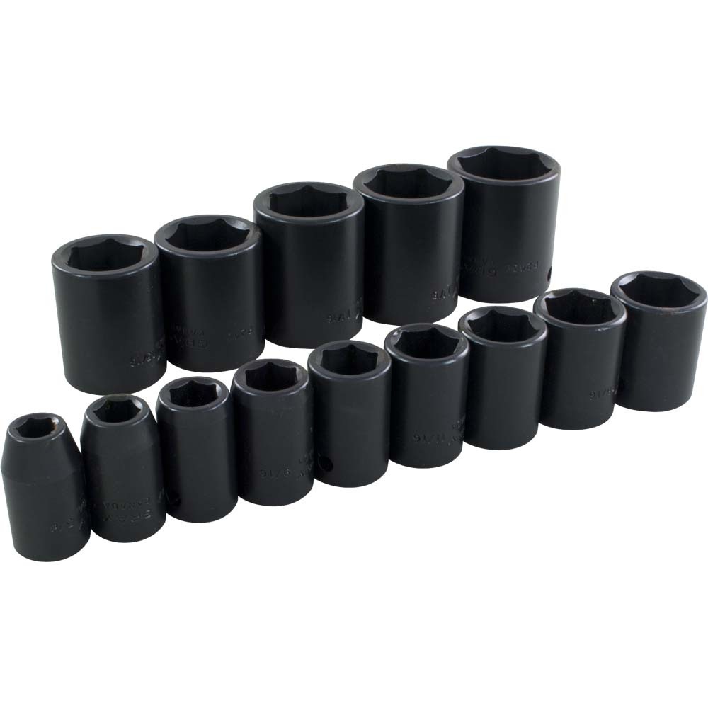 14 Piece 1/2&#34; Drive 6 Point SAE, Standard Impact Socket Set, 3/8&#34; - 1-1/4&#34;