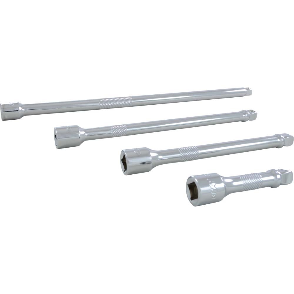 4 Piece 3/8&#34; Drive Chrome Wobble Extension Set, 3&#34;, 6&#34;, 8&#34; & 12&#34;
