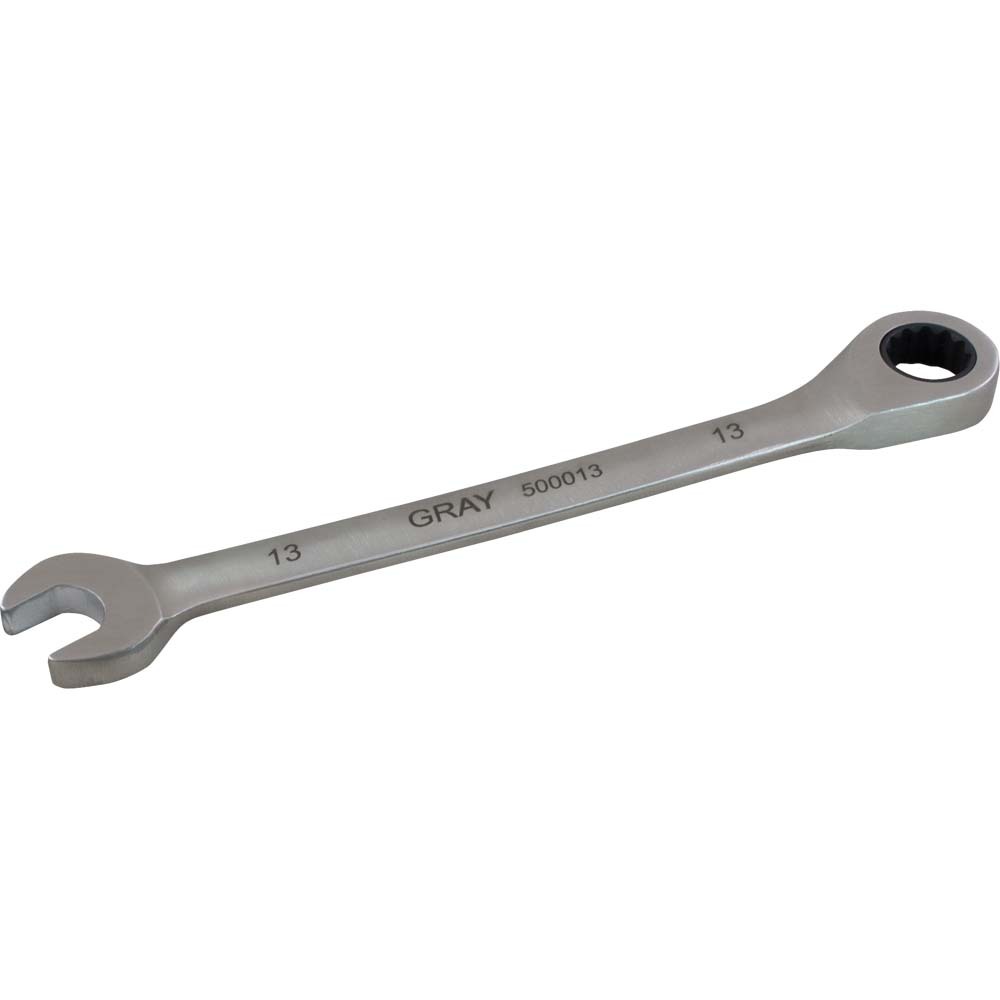 8mm Combination Fixed Head Ratcheting Wrench, Stainless Steel Finish