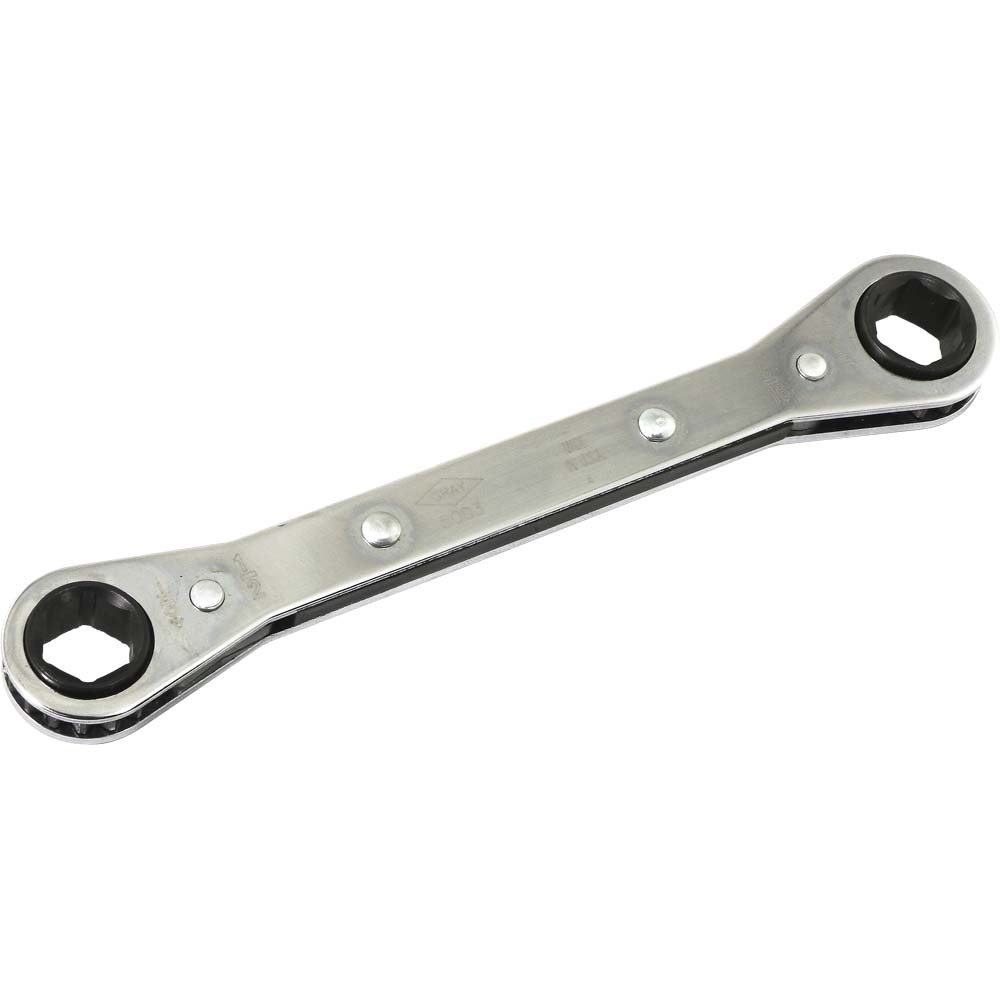 1/2&#34; X 9/16&#34; 6 Point, Flat Ratcheting Box Wrench, Mirror Chrome Finish