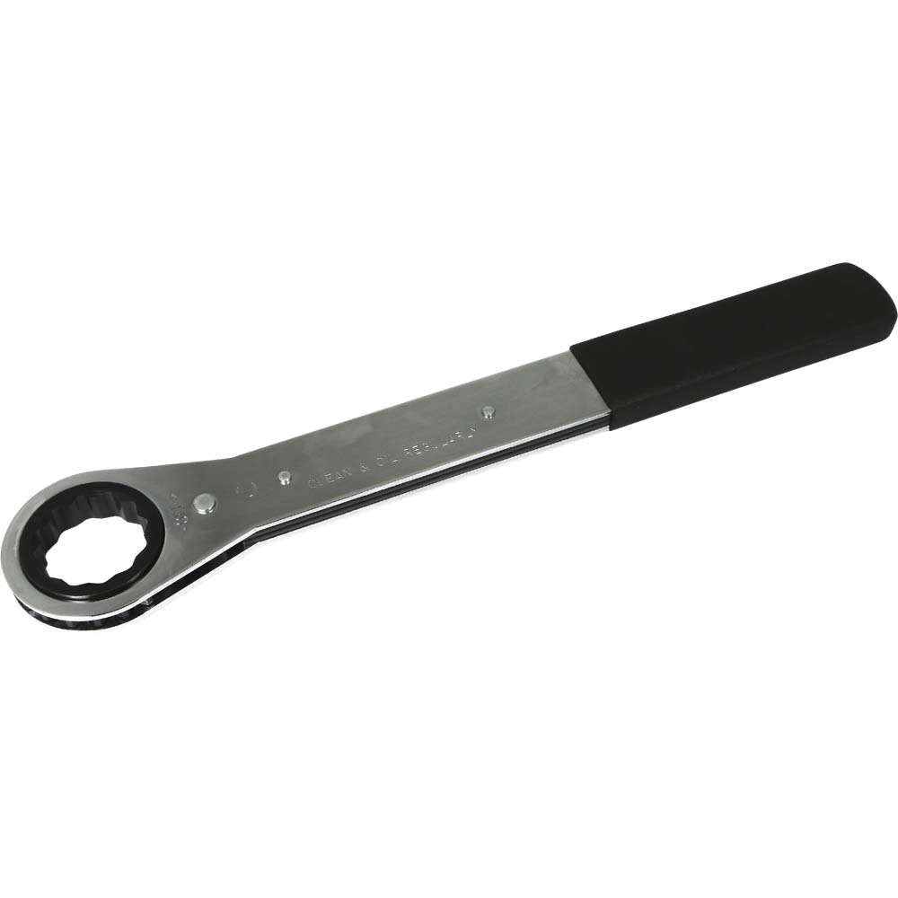 1-1/2&#34; 12 Point, Flat Ratcheting Single Box Wrench, Vinyl Grip