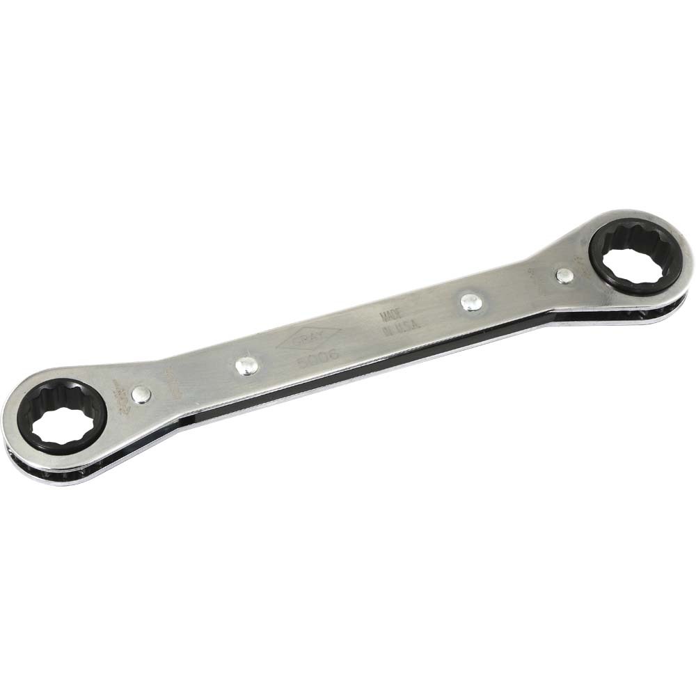 5/8&#34; X 3/4&#34; 12 Point, Flat Ratcheting Box Wrench, Mirror Chrome Finish