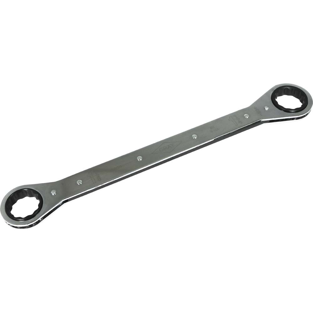 1-1/8&#34; X 1-1/4&#34; 12 Point, Flat Ratcheting Box Wrench, Mirror Chrome Finish