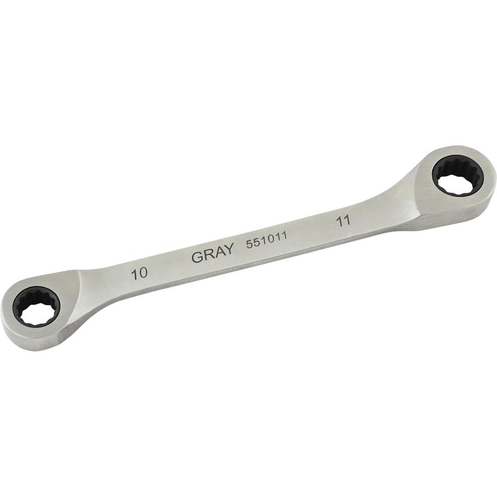 10mm X 11mm Double Box End, Fixed Head Ratcheting Wrench, Stainless Steel Finish