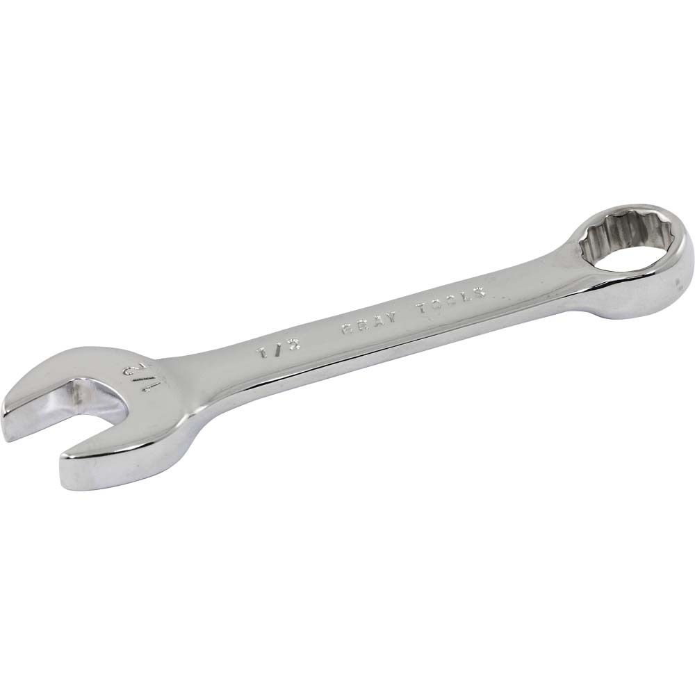 1/2&#34; Stubby Combination Wrench, 12 Point, Mirror Chrome Finish