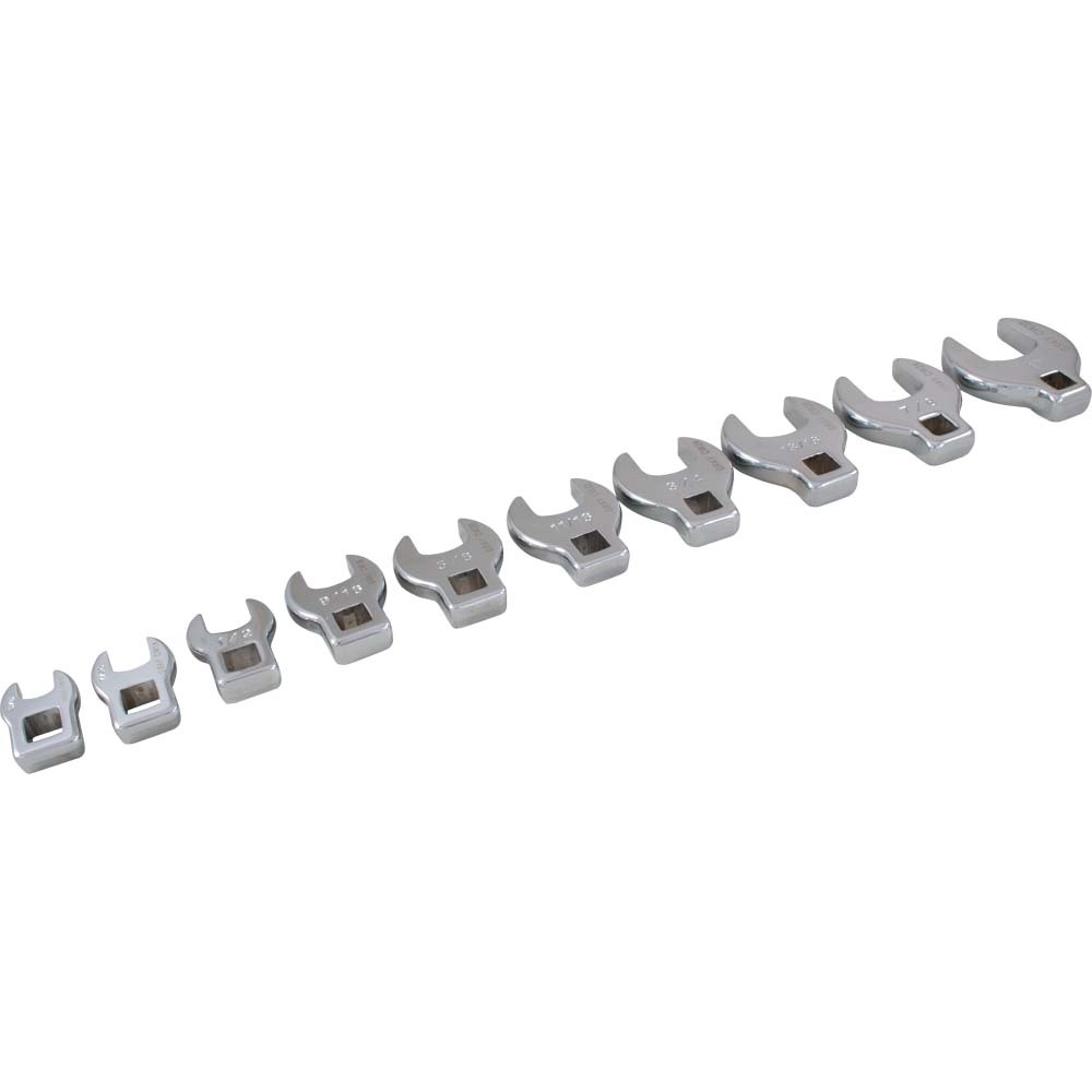 10 Piece 3/8&#34; Drive SAE, Mirror Chrome Open End, Crow foot Wrench Set, 3/8&#34; - 1&#34;