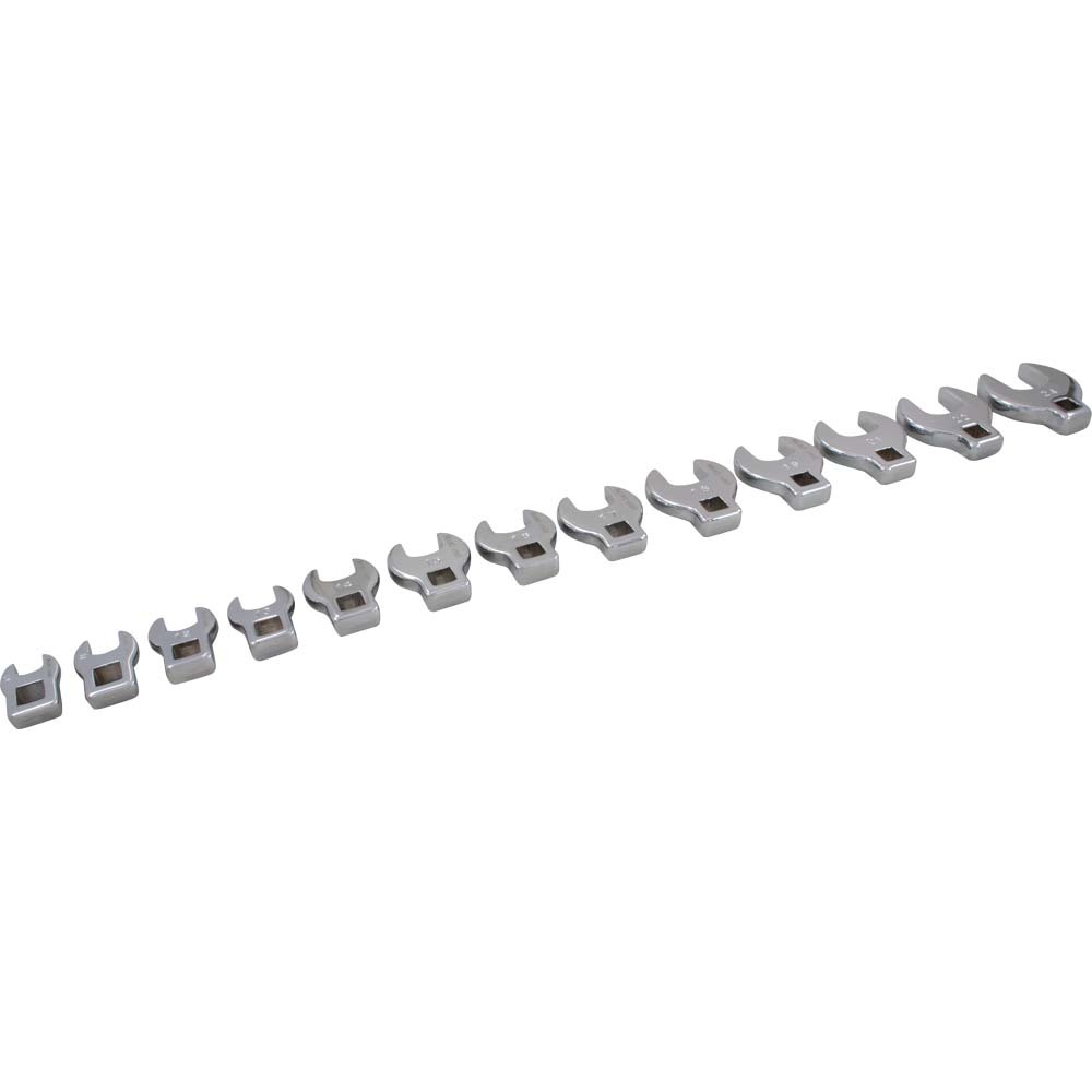 13 Piece 3/8&#34; Drive Metric, Mirror Chrome Open End, Crow foot Wrench Set, 10mm - 24mm