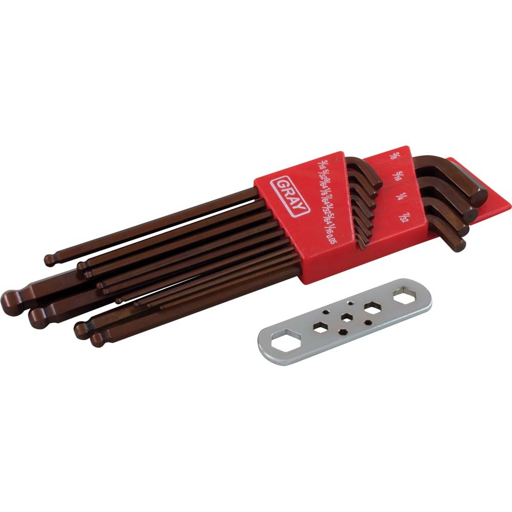13 Piece SAE, Stubby Long Arm Ball S2 Hey Key Set, .050&#34; - 3/8&#34;