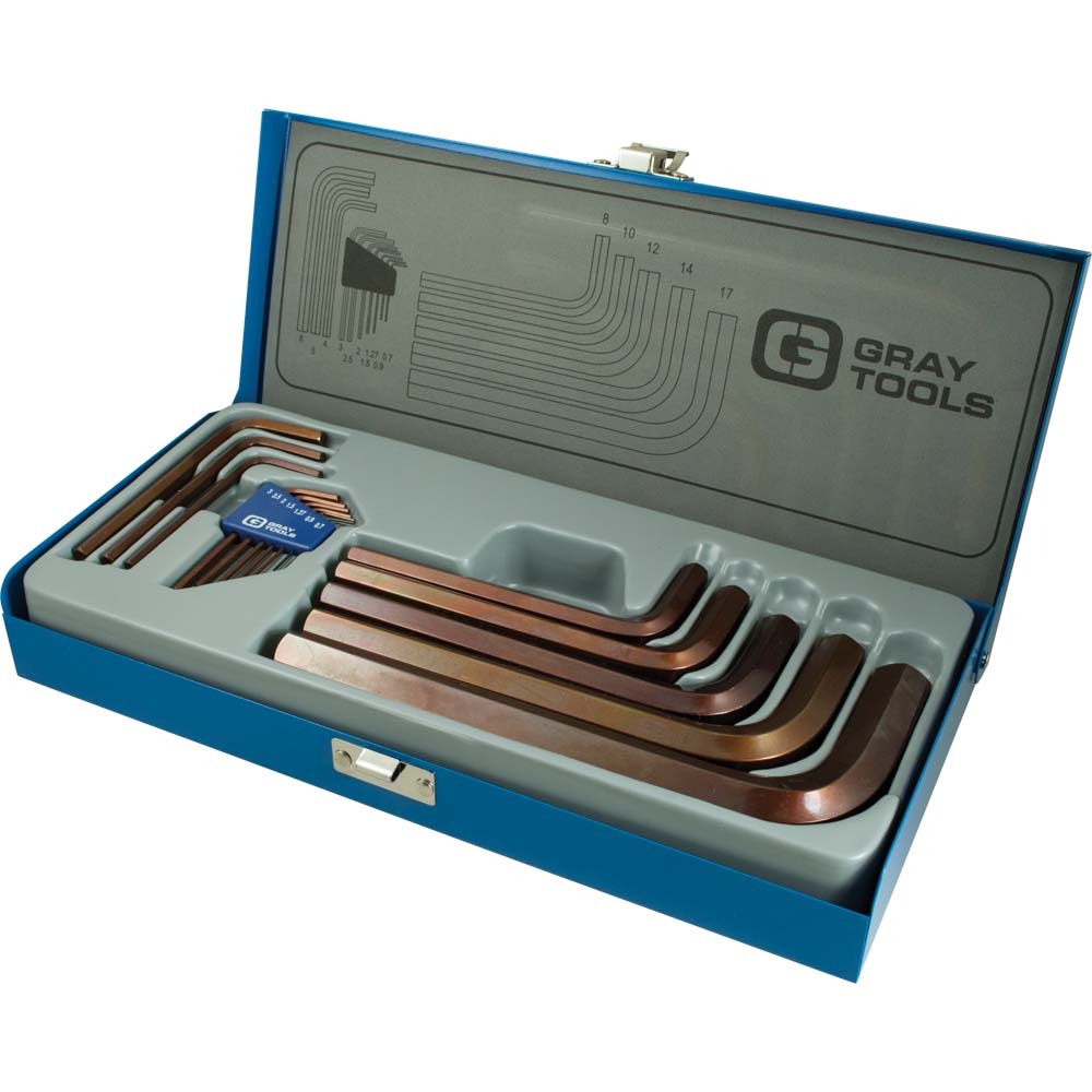 15 Piece Metric, Short Arm S2 Hex Key Set, 0.7mm - 17mm