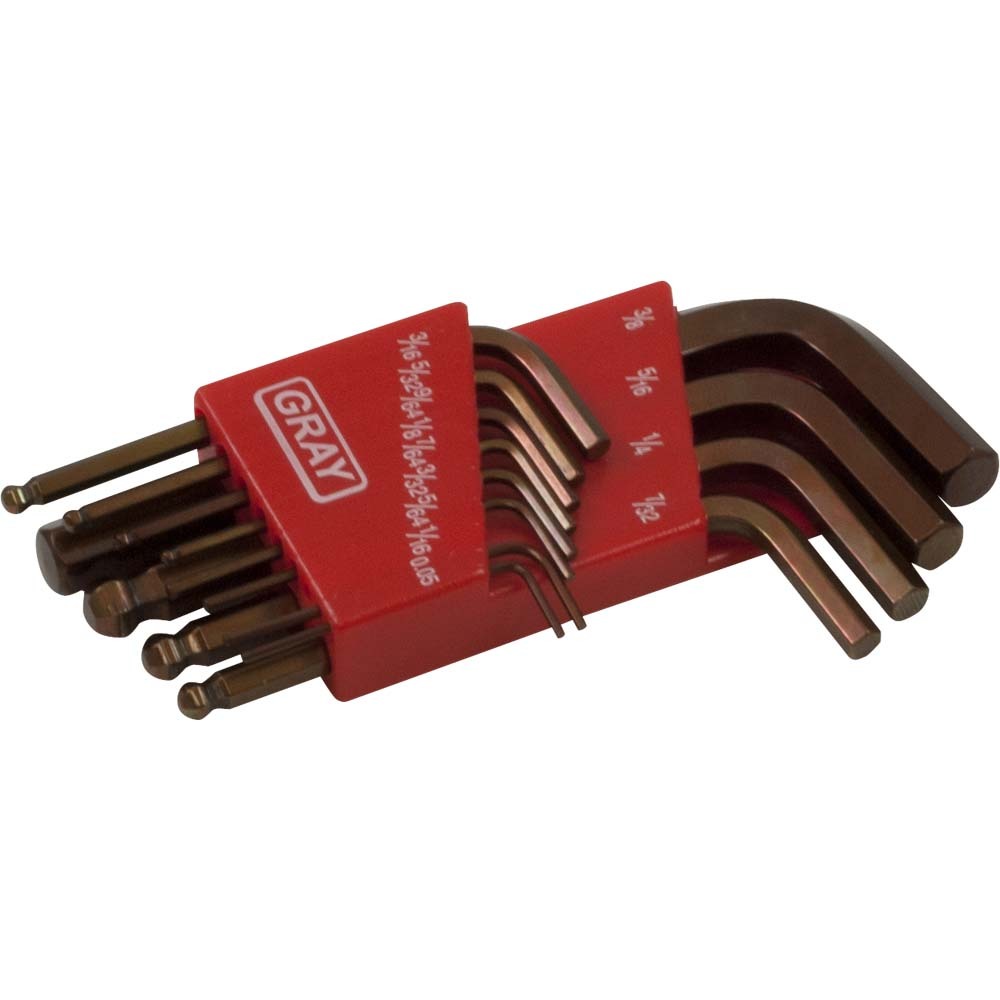 13 Piece SAE, Short Ball End Hex Key Set, .050&#34; - 3/8&#34;