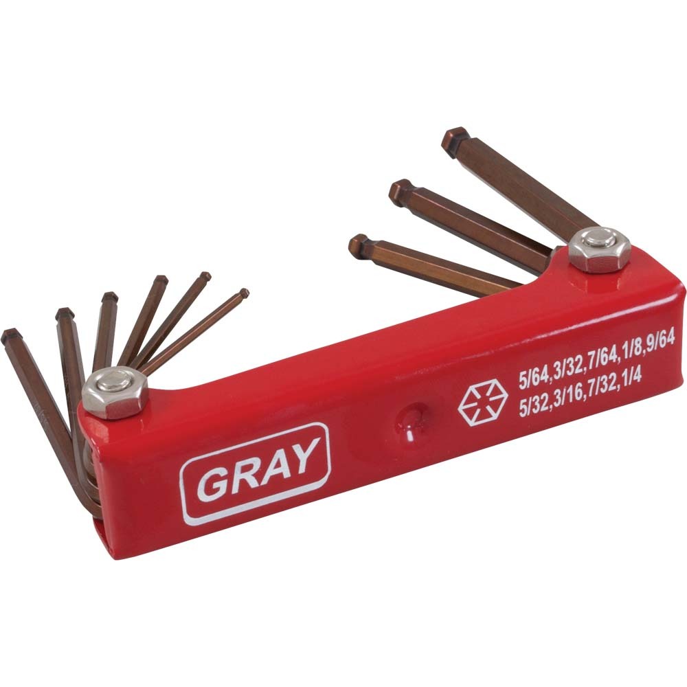 9 Piece S2 SAE Long Ball, Folding Hex Key Set, 5/64&#34; - 1/4&#34;