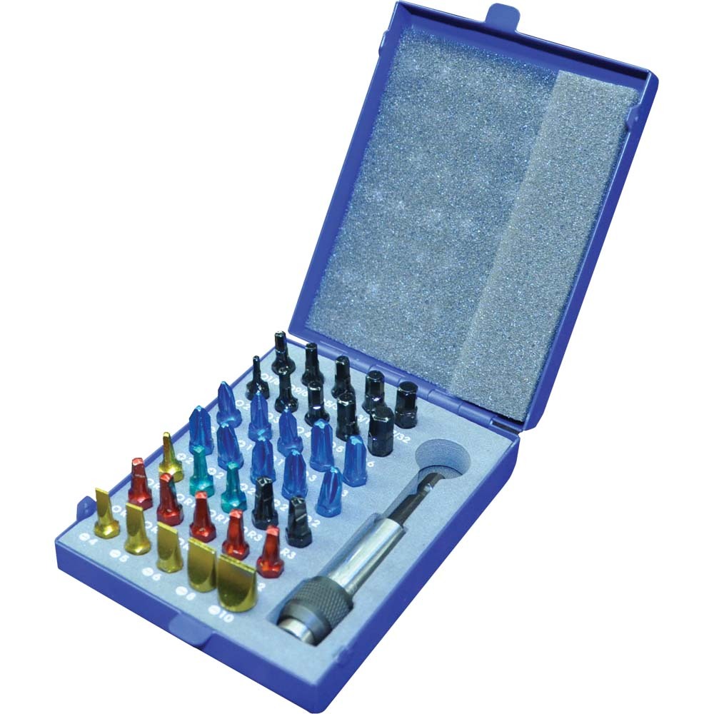 36 Piece Color Insert Bit Set In Metal Case, Includes Magnetic Bit Holder