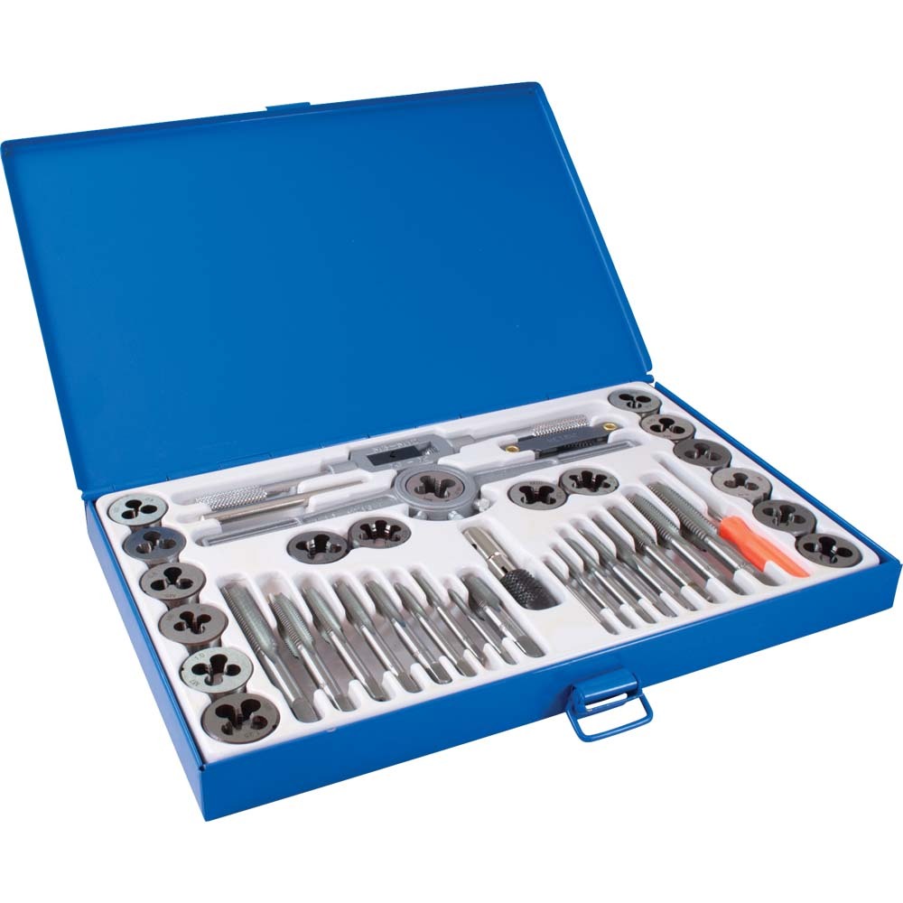 40 Piece Metric Carbon Tap & Die Set, Includes Plastic Storage Case