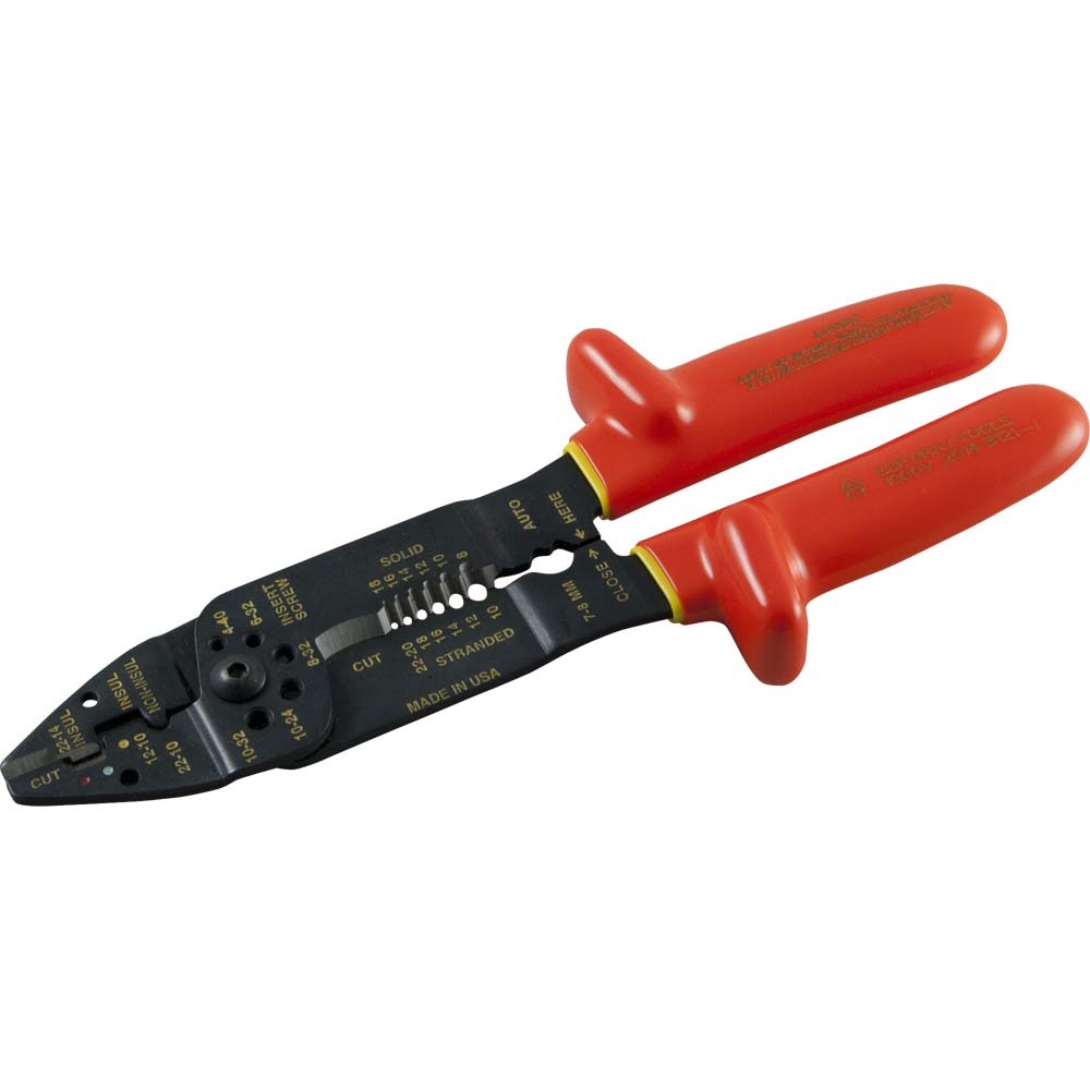 Stripper/cutter, 8-1/2&#34; Long, Strips AWG 18/16/14/12/10, 1000V Insulated