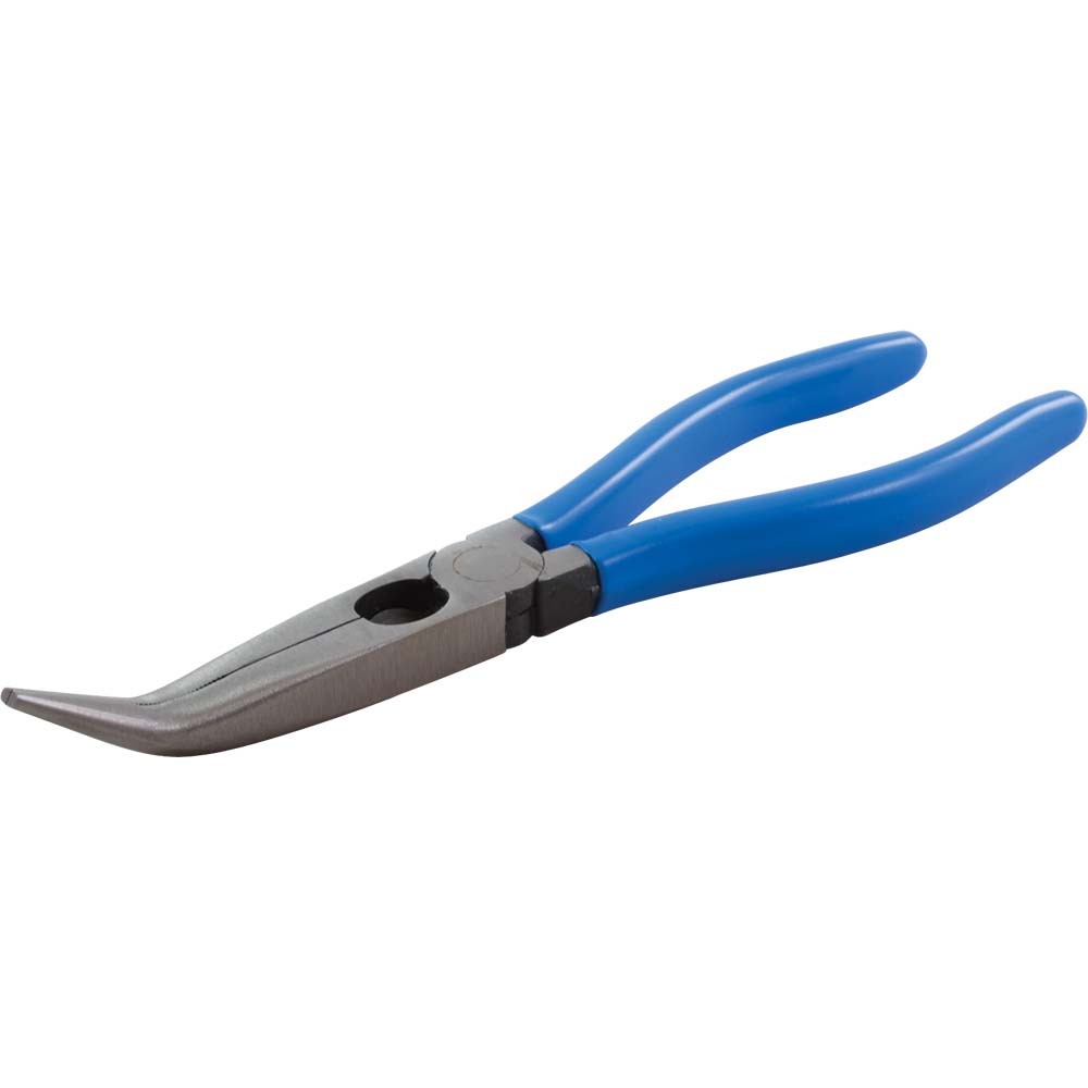 Needle Nose Pliers, 45° Curve With Cutter, 6-1/4&#34; Long, 2&#34; Jaw