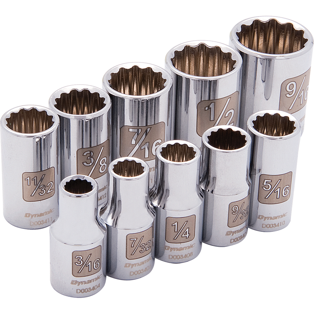 1/4&#34; Drive 10 Piece 12 Point, Standard SAE Socket Set, 3/16&#34; - 9/16&#34;