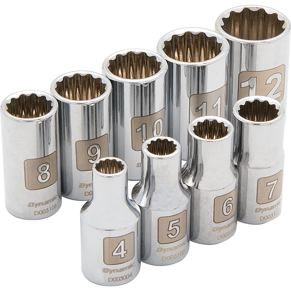 1/4&#34; Drive 9 Piece 12 Point, Standard Metric Socket Set, 4mm - 12mm