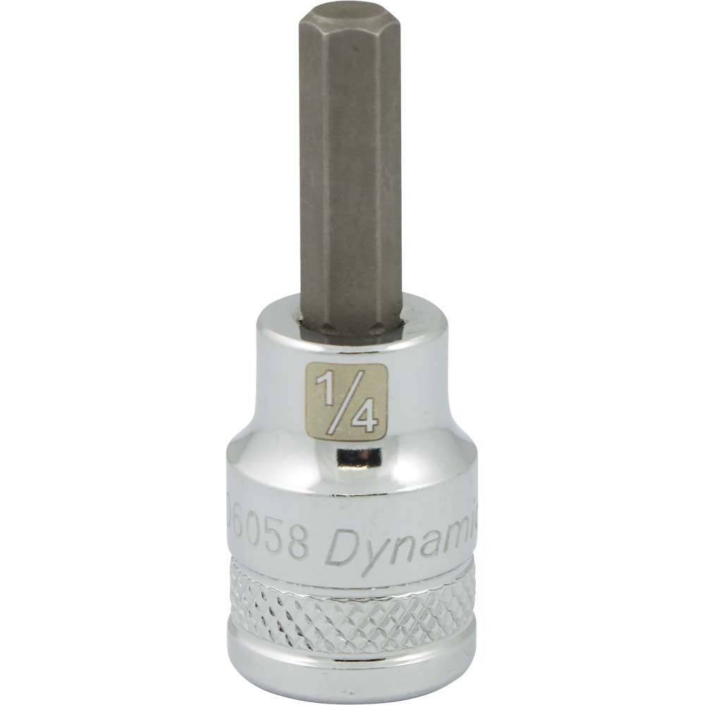 3/8&#34; Drive SAE Hex Head, 1/4&#34; Bit Standard Length, Chrome Finish Socket