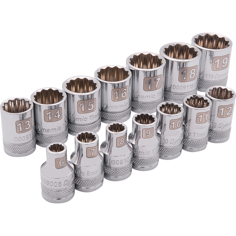 3/8&#34; Drive 14 Piece 12 Point, Standard Metric Socket Set, 6mm - 19mm