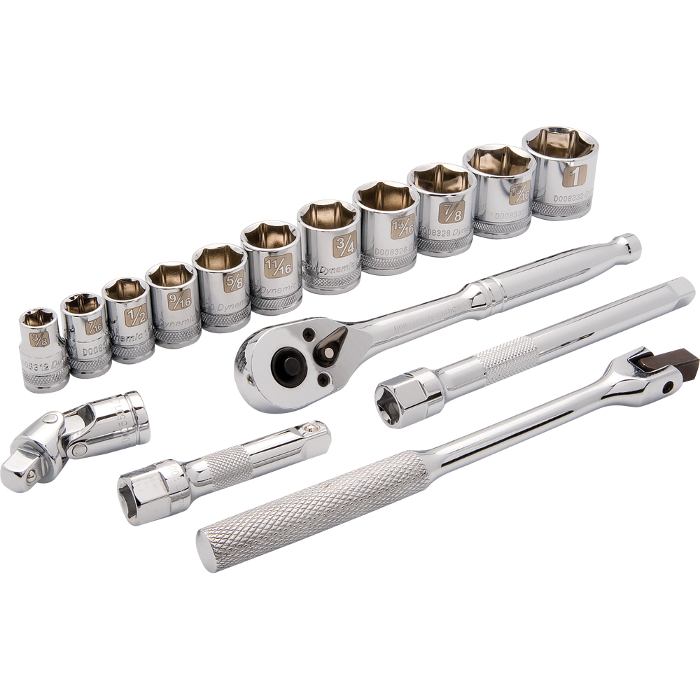 3/8&#34; Drive 16 Piece 6 Point, Standard SAE Socket Set, 3/8&#34; - 1&#34;