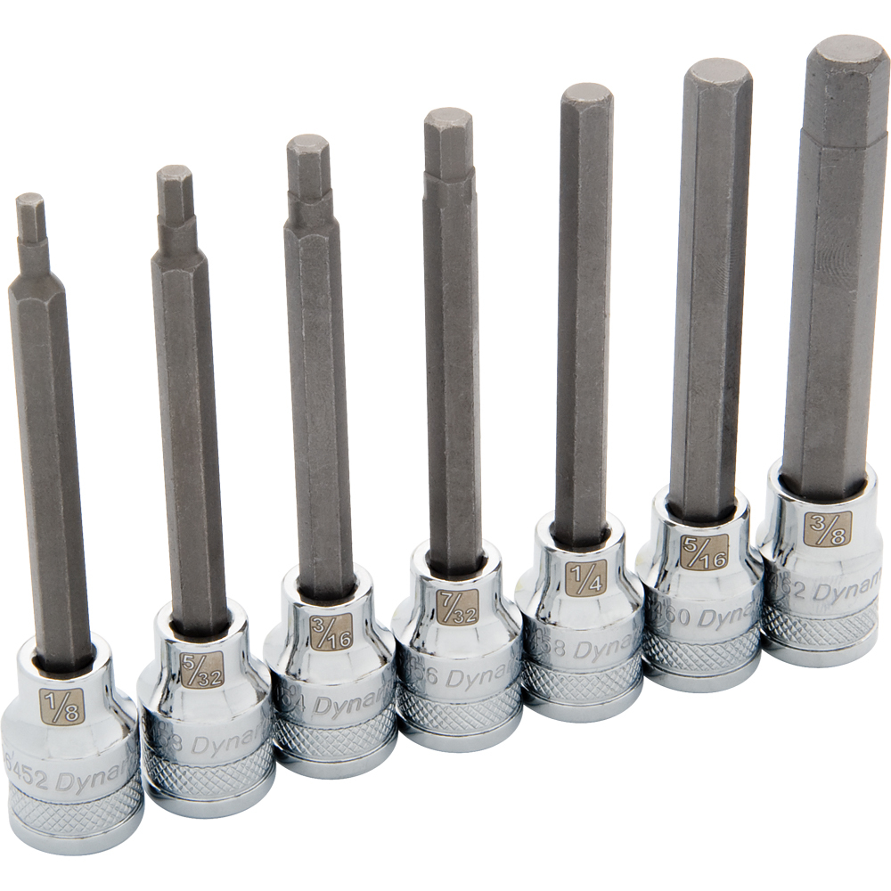 3/8&#34; Drive 7 Piece SAE, Long Hex Socket Set, 1/8&#34; - 3/8&#34;