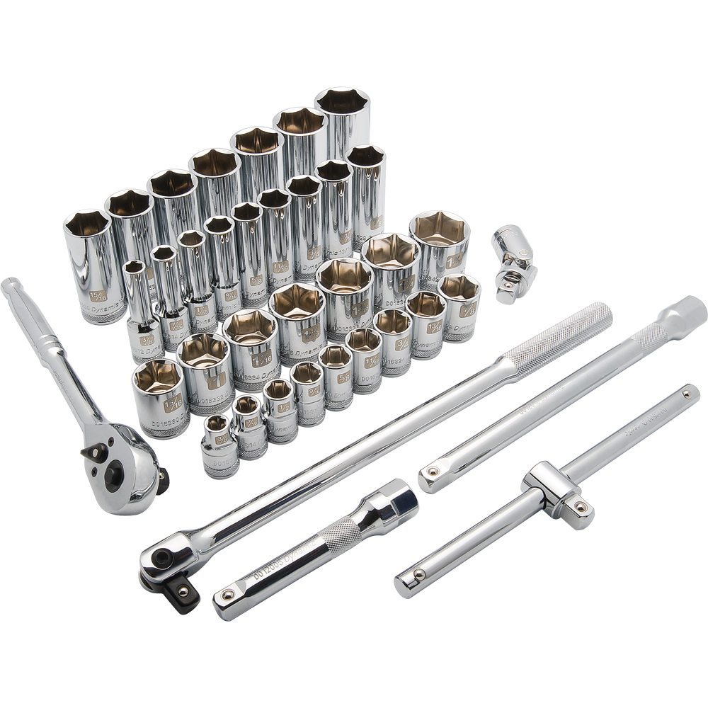 1/2&#34; Drive 38 Piece 6 Point, Standard/Deep, SAE Socket Set, 3/8 - 1-5/16&#34;