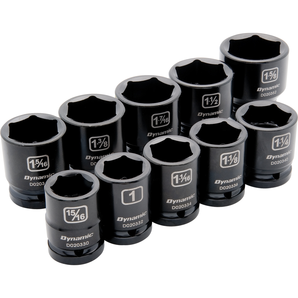 3/4&#34; Drive 10 Piece 6 Point, Standard Length, Impact SAE Socket Set, 15/16&#34; - 1-5/8&#34;