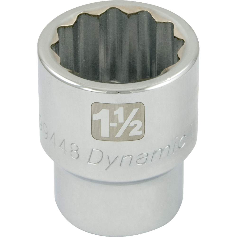 1-1/2&#34; X 1&#34; Drive, 12 Point Standard Length, Chrome Socket