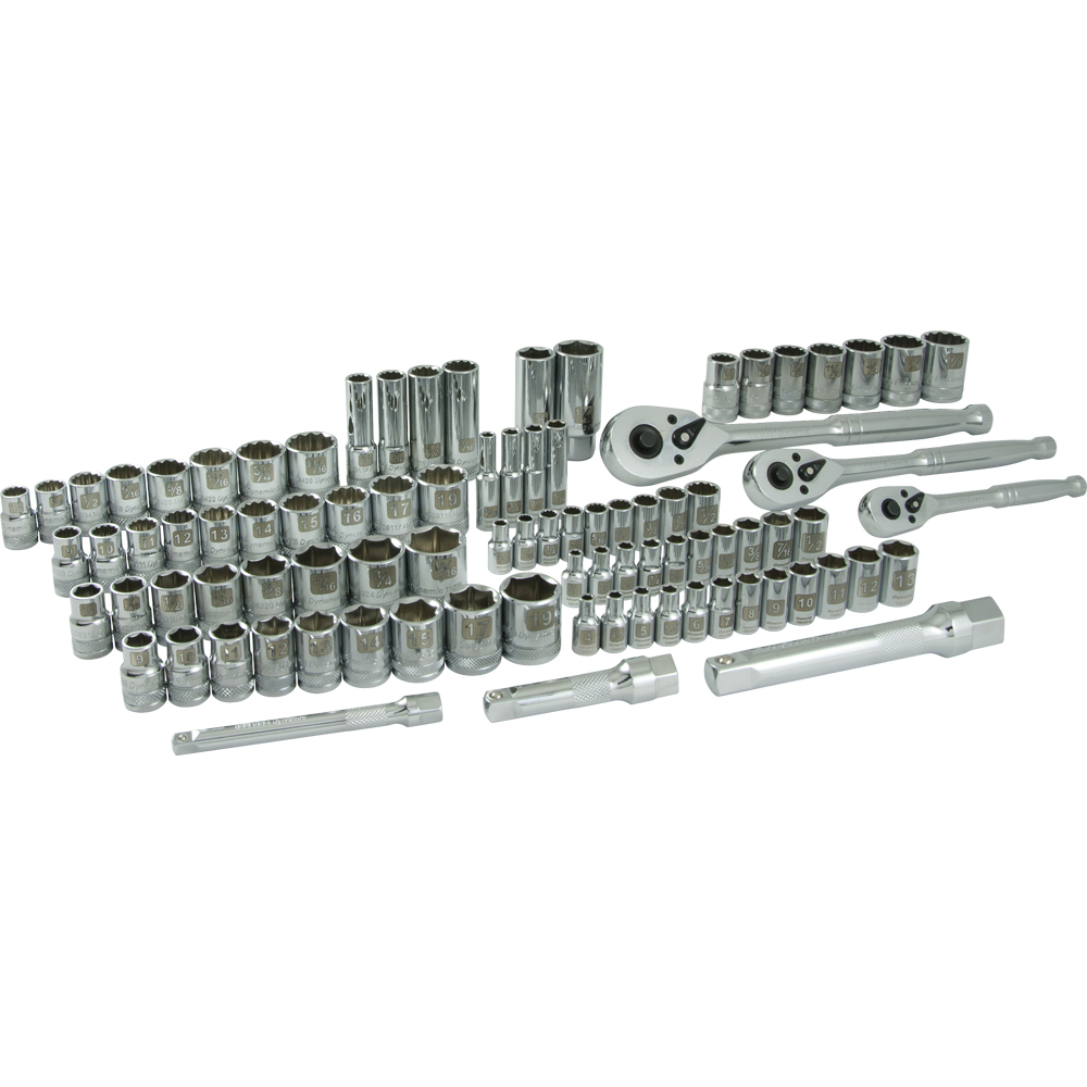 89 Piece 1/4&#34;, 3/8&#34; & 1/2&#34; Drive Socket & Attachment Set