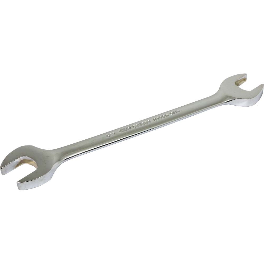 Wrench Open End 9/16&#34; X 5/8&#34;, 15° Head Angle, Mirror Chrome Finish