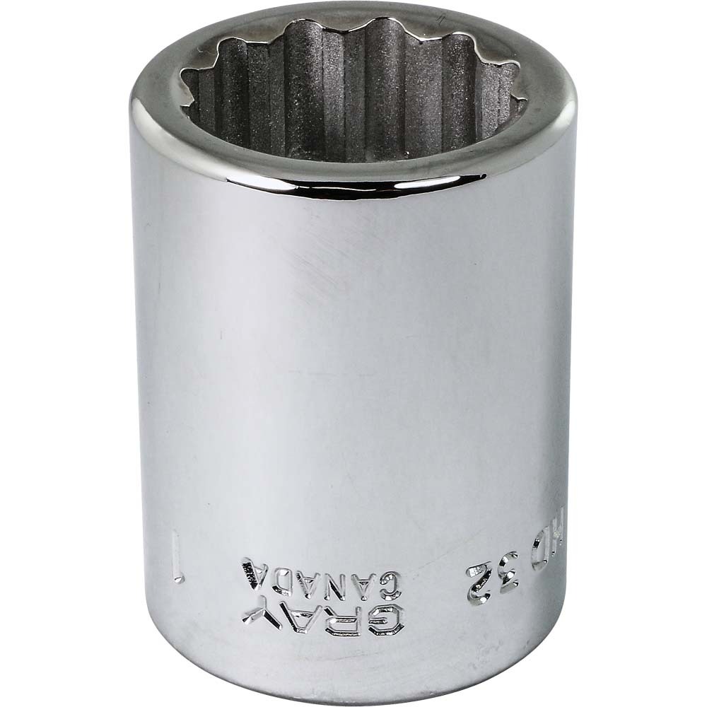 1&#34; X 3/4&#34; Drive, 12 Point Standard Length, Chrome Finish Socket