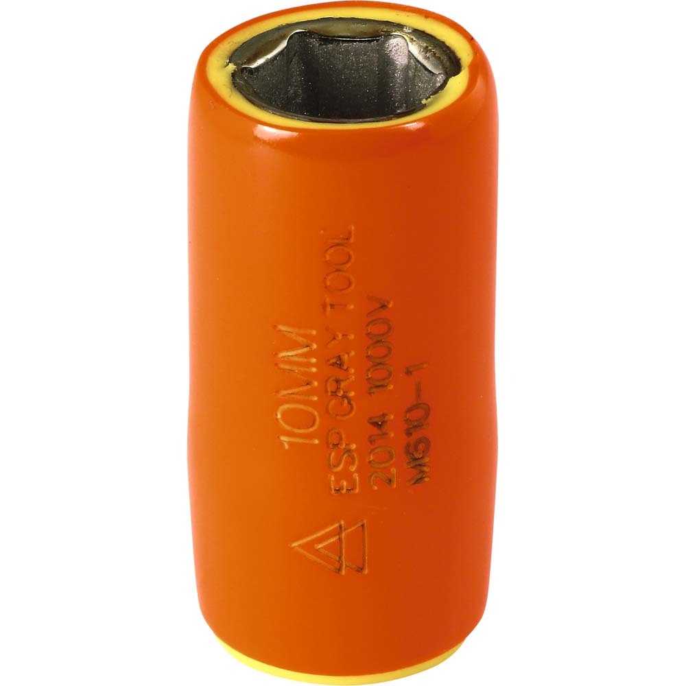 10mm X 1/4&#34; Drive, 6 Point Standard Length Socket, 1000V Insulated