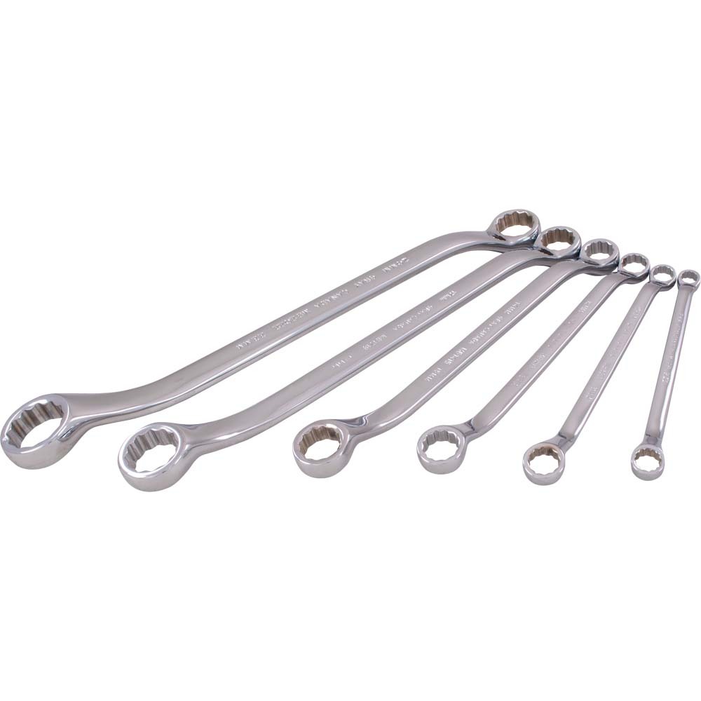 6 Piece 12 Point Metric, Mirror Chrome, Box End Wrench Set, 8mm X 9mm - 20mm X 22mm