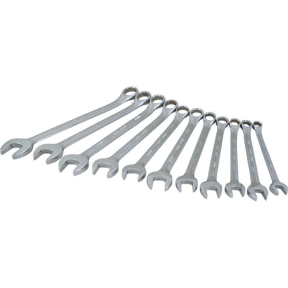 11 Piece 12 Point Metric, Mirror Chrome, Combination Wrench Set, 9mm - 19mm