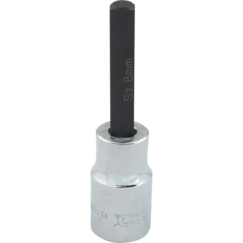 8mm X 1/2&#34; Drive, Standard Length Hex Head, Chrome Finish Socket