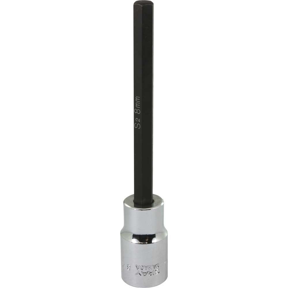 8mm X 1/2&#34; Drive, Extra Long Hex Head, Chrome Finish Socket