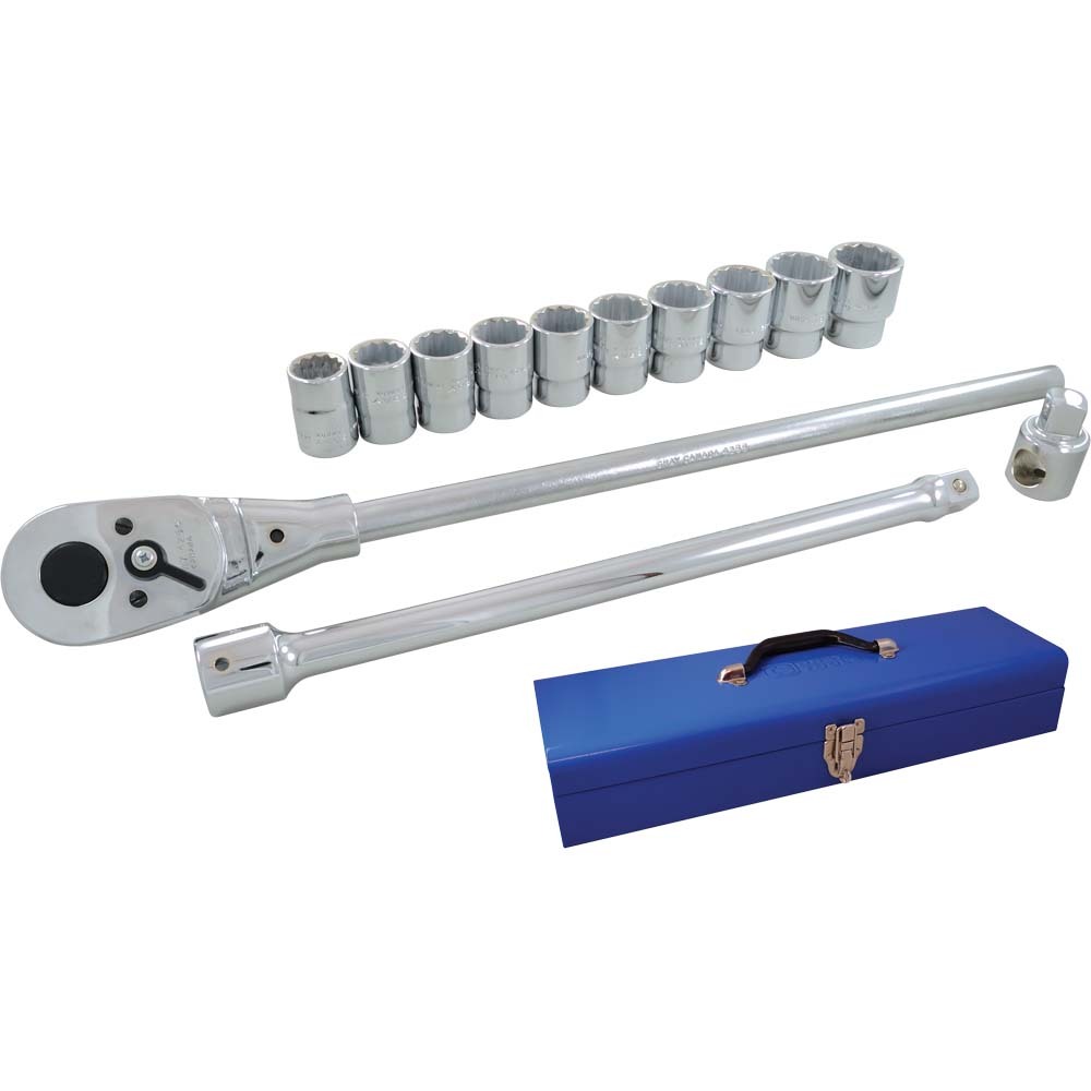 15 Piece 3/4&#34; Drive, 12 Point Metric, Chrome Socket & Attachment Set