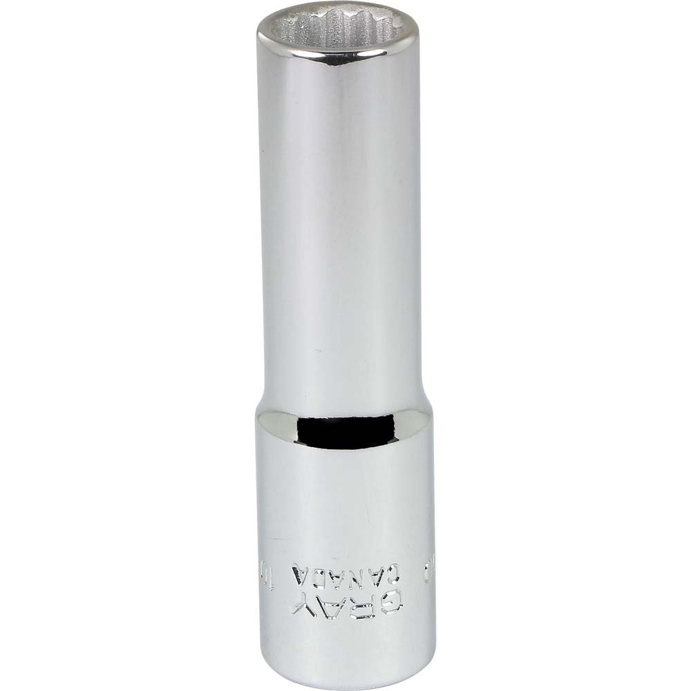 10mm X 3/8&#34; Drive, 12 Point Deep Length, Chrome Finish Socket